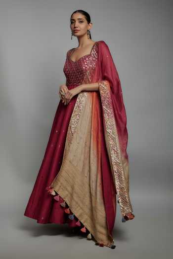 Loka By Veerali Raveshia Gota & Mirror Work Anarkali Set 