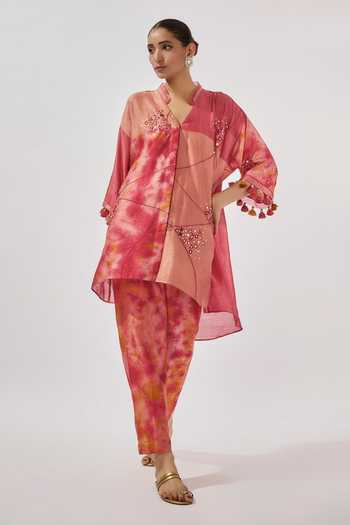 Loka By Veerali Raveshia Ombre Mirror Embroidered Tunic & Pant Set 