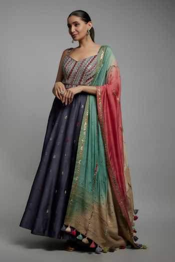 Loka By Veerali Raveshia Zardozi Embroidered Anarkali Set With Dupatta 