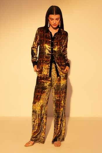 Reena Sharma Printed Green & Multi Color Shirt Pant Set 