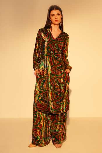 Reena Sharma Abstract Print Kurta Set With Flared Pant 