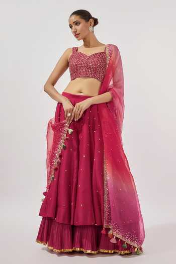 Loka By Veerali Raveshia Zardozi & Mirror Embroidered Sharara Set 