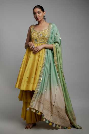 Loka By Veerali Raveshia Mirror Embroidered Anarkali Sharara Set 