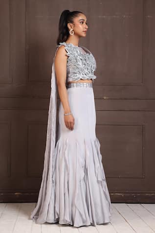 Smriti By Anju Agarwal 3D Floral Applique Lehenga & Top Set 