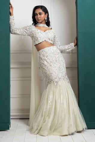 Smriti by Anju Agarwal Embellished Mermaid Lehenga Set 