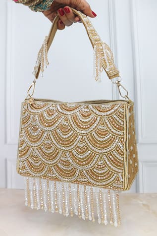 Soho Boho Studio By Aarti Thakur Embellished Handbag with Scallop Design 