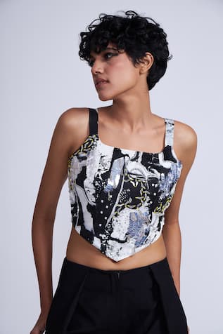 Advait Abstract Sequin Corset Top 