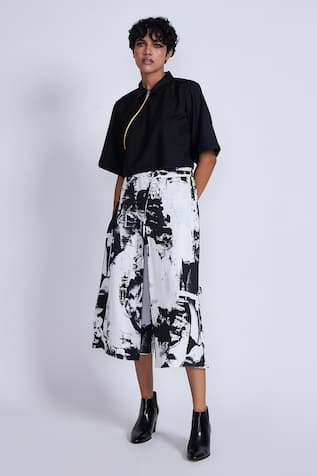 Advait Layered Abstract Print Culottes 