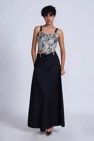 Advait Black A-Line Solid Skirt 