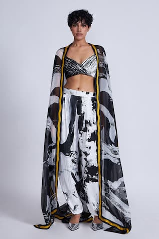 Advait Tazaki Paint Splash Print Cape 