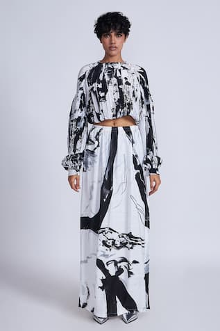 Advait Yuki Abstract Print A-Line Skirt 