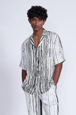 Black & White Colorblock Printed Shirt 