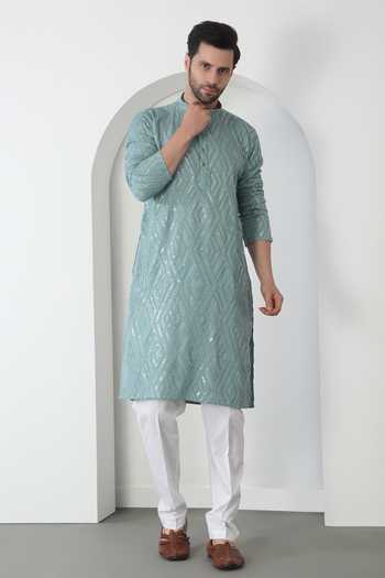Aham-Vayam Mint Barfi Embroidered Kurta & Pant Set 