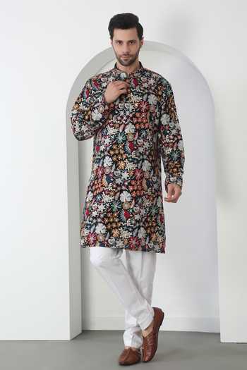 Aham-Vayam Multi Color Pushp Kala Embroidered Kurta Set 