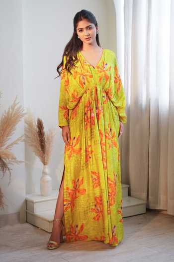 Label Flamingo By Vrinda Luminous Lilly Pleated Kaftan 