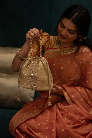 Gold Sequin Embroidered Bucket Potli Bag 
