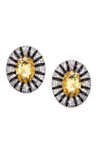 Nayaab By Sonia Citrine Stone Aura Studs 