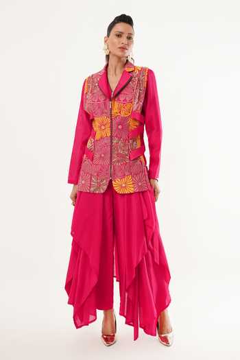 Jajaabor Cutwork Embroidered Jacket Kurta Set 