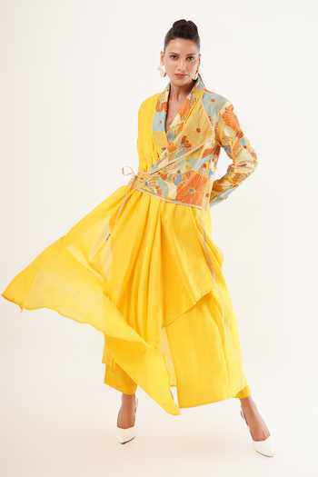 Jajaabor Embroidered Asymmetric Angarkha Kurta Set 