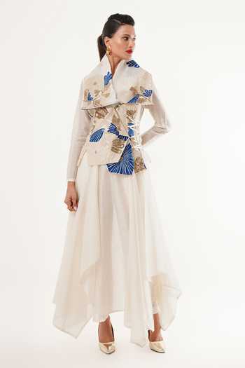 Jajaabor Floral Embroidered Angarkha Kurta Set 