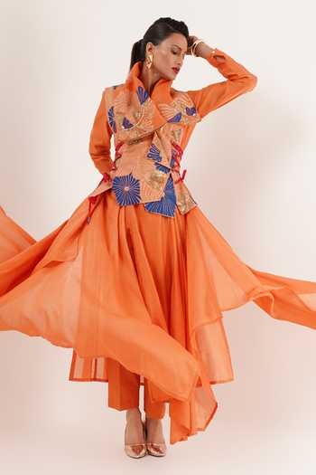 Jajaabor Floral Work Angarkha Jacket Set 