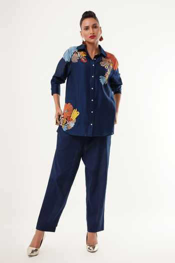 Jajaabor Floral Embroidered Shirt & Cargo Pant Set 