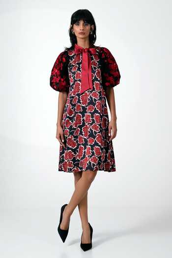 MADDER MUCH Floral Print Puffed Sleeves Dress 