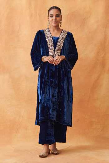 Vaaya Twilight Blue Gota Patti Kurta Set 