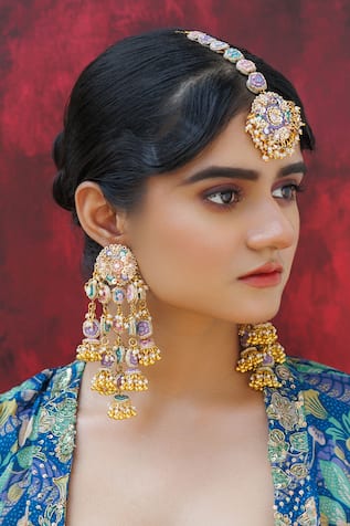 Multi Color Floral Embroidered Jewellery Set 