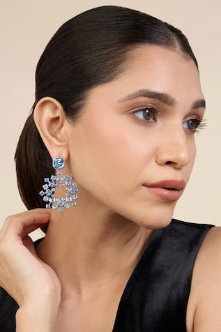 Cosmic Flair Blue Crystal Drop Earrings 