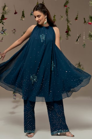 Rimple Agrawal Embroidered Swing Tunic & Palazzo Set 