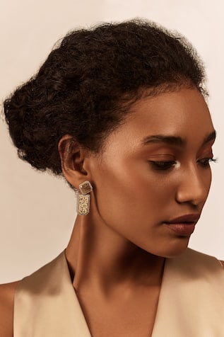 Gold Plated Semi Precious Stone Drop Earrings 