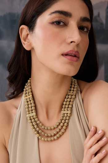 Paisley Pop Beaded Gold Layered Necklace 