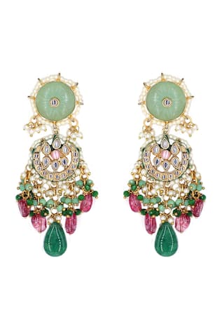 Kundan & Mint Green Stone Earrings 