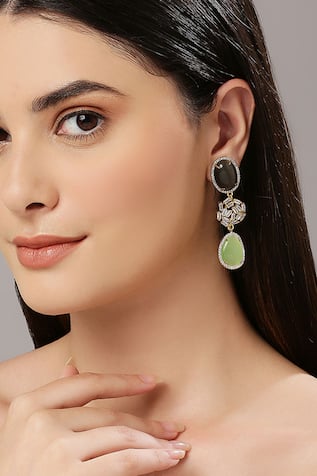 Gold Finish Stone Embellished Earrings 