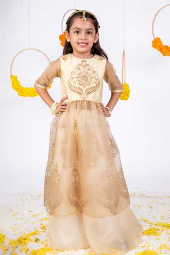 Toplove Floral Hand Embroidered Anarkali & Palazzo Set 
