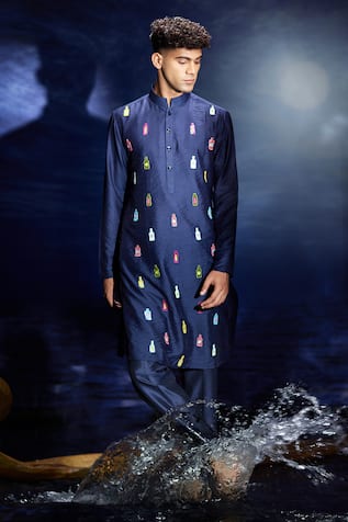 Eleven Brothers Blue Sequin Embroidered Kurta Set 
