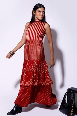 Kritika Murarka Geometric Printed Tiered Maxi Dress 