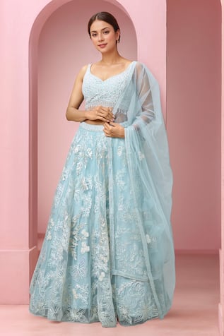 Samyukta Singhania Floral Thread Embroidered Lehenga Set 