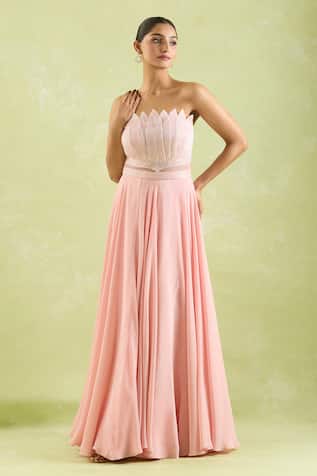 Samyukta Singhania Pink Pleated Flare Gown 