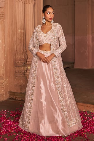 Nidhika Shekhar Bashaash-E-Jashn Bloom Embroidered Cape & Lehenga Set 