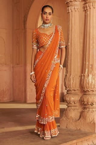 Nidhika Shekhar Jashn-E-Utsav Embroidered Pre-Draped Saree Set 