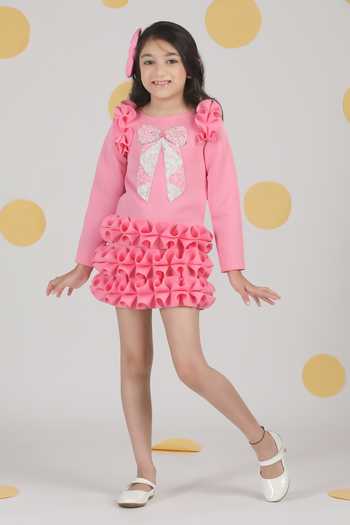 The Little Celebs Bow Embroidered Dress 