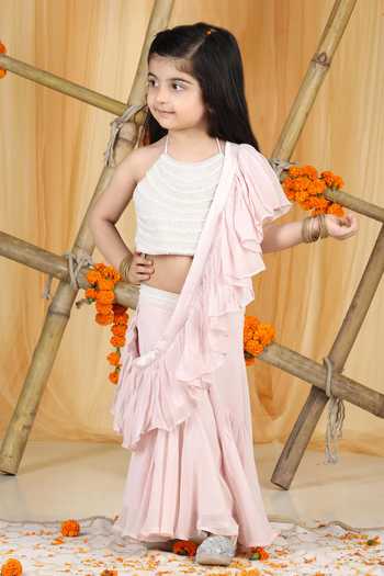 The Little Celebs Halter Neck Pearl Embellished Set 