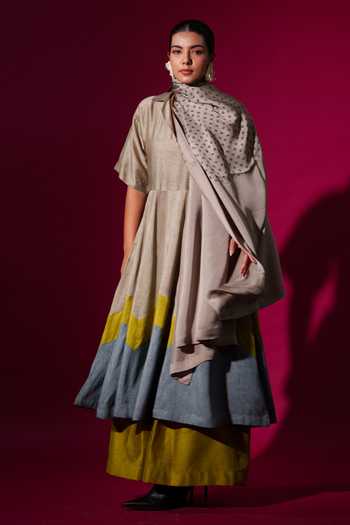 Stoique Color Block Designer Midi Dress 