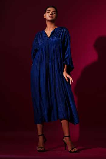 Stoique Royal Blue Applique Midi Dress 