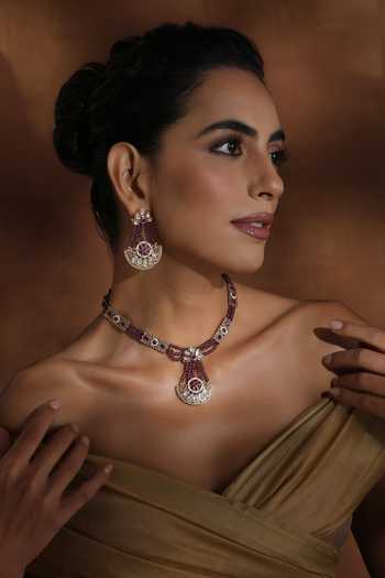 Swabhimann Polki Beaded Necklace Set 