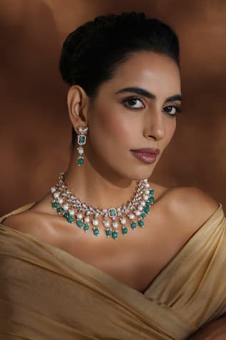 Rose Gold Polki Necklace Set 