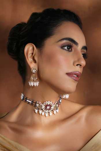 Swabhimann Polki Embellished Choker Necklace Set 