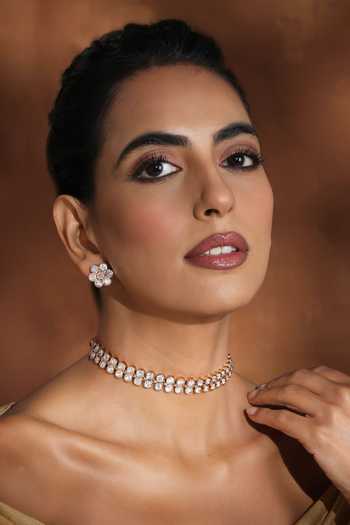 Swabhimann Rose Gold Polki Choker Necklace Set 